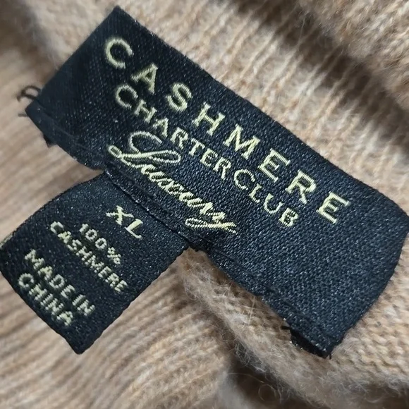 Charter Club Camel 100% Cashmere Turtleneck Sweater, XL - Picture 6 of 8